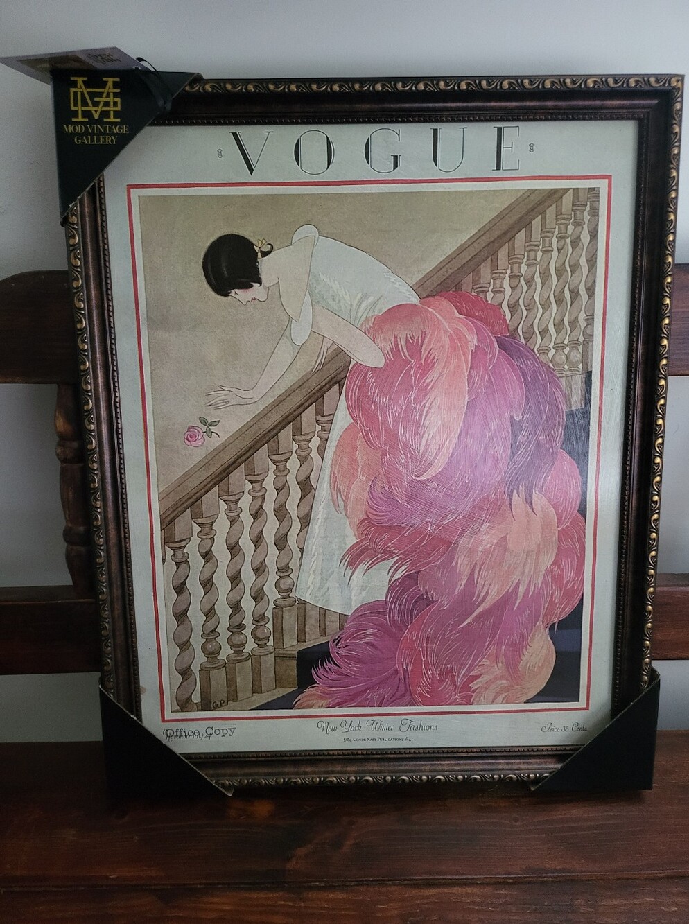 Brand new never used - A Vogue Cover Of A Woman With Feathers & Rose Nov. 1 1924